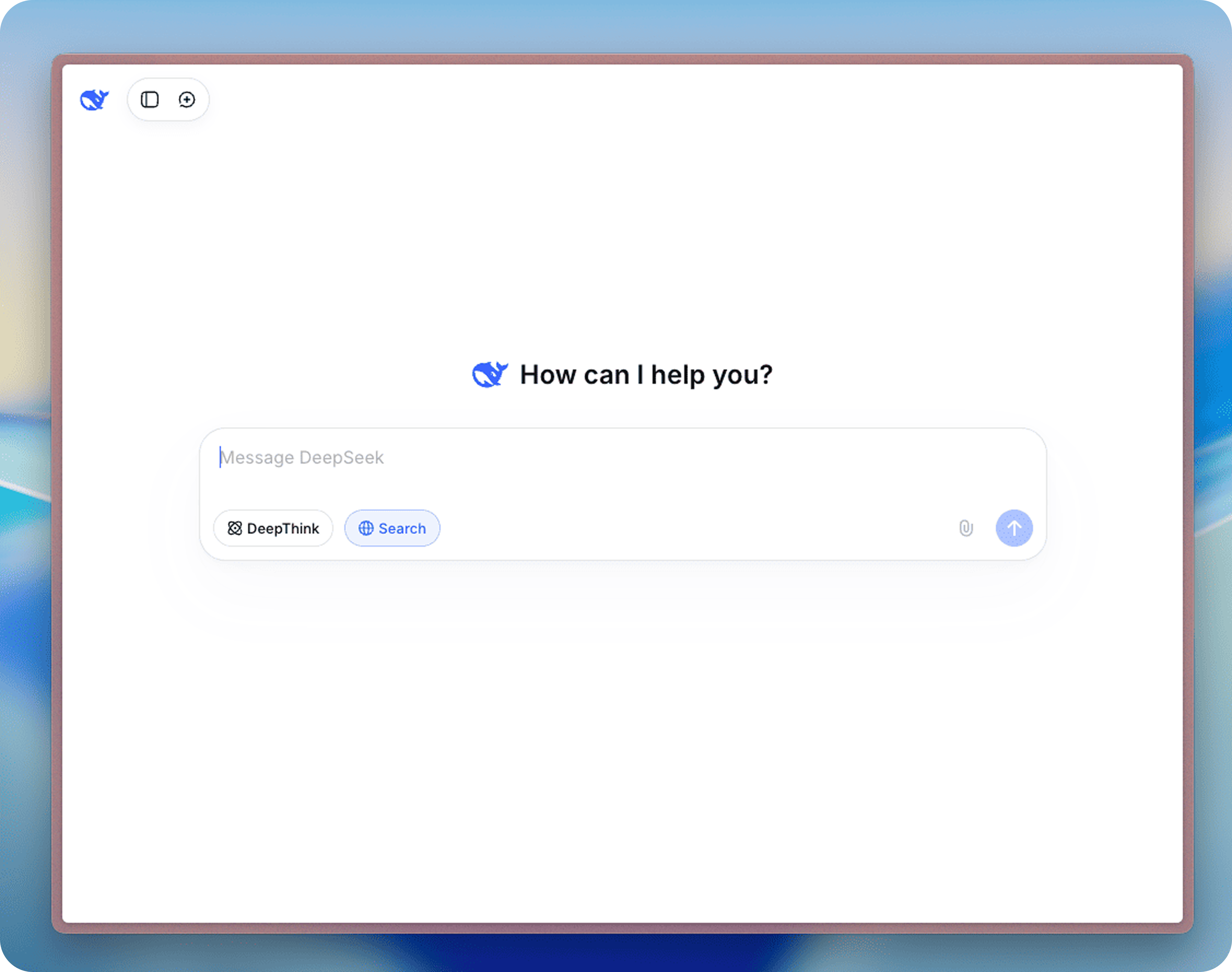 Интерфейс приложения DeepSeek – главная страница